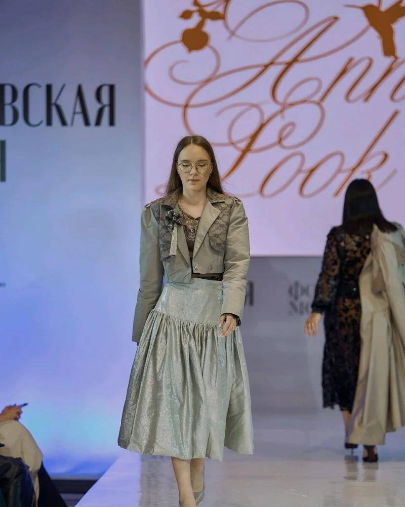 Шелковая юбка Серебристая роса, шелк Италия