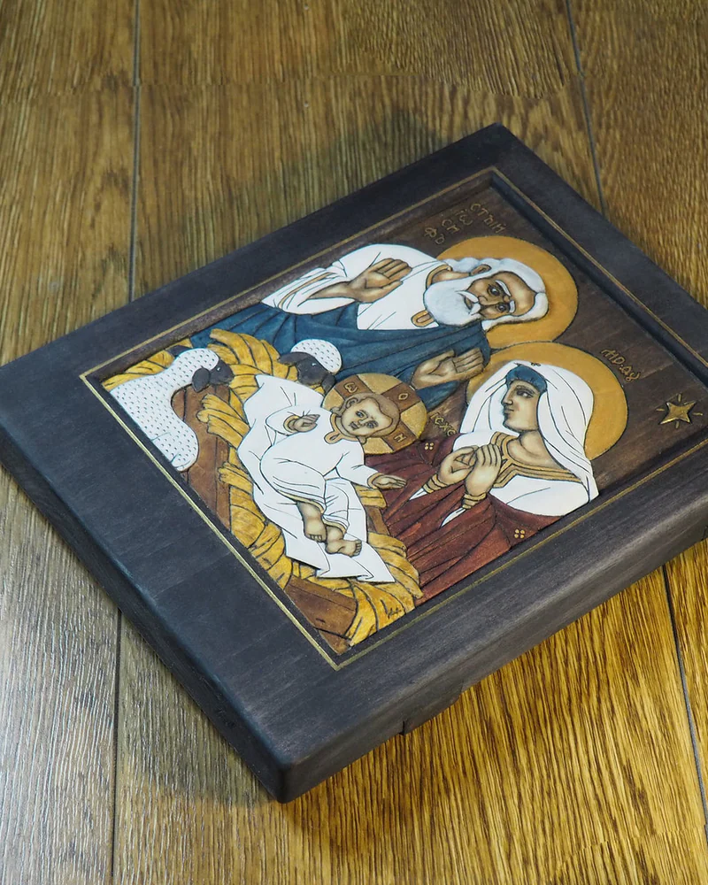 Рождество Христово, Святое Семейство -резная православная икона