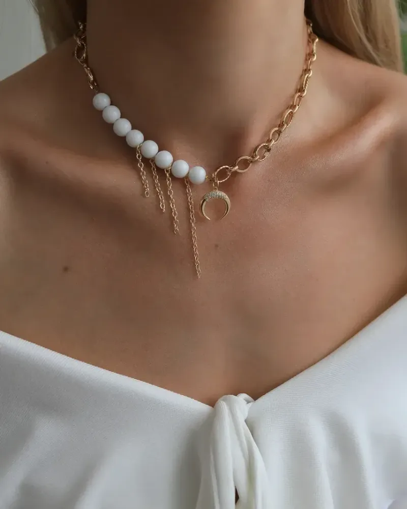Чокер-лунница из жемчуга
