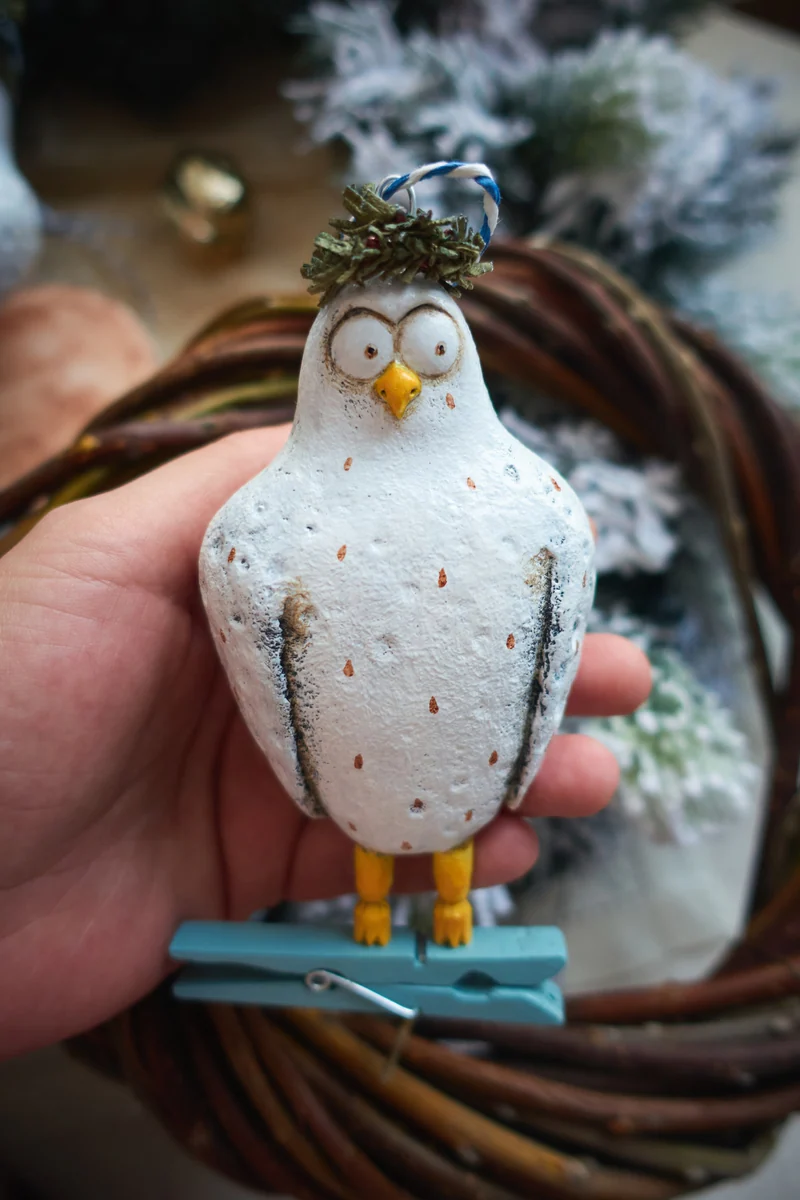 Ёлочная игрушка «Сова на прищепке»