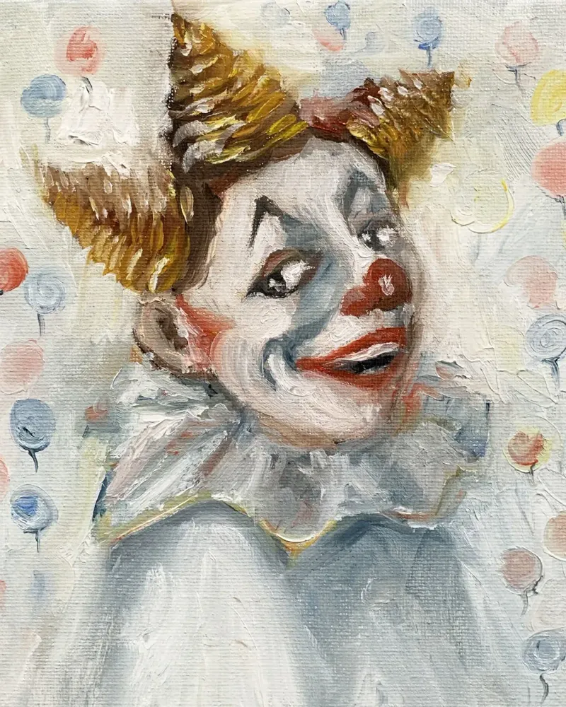Клоун. Картина маслом 20×20 см — 20×20 см