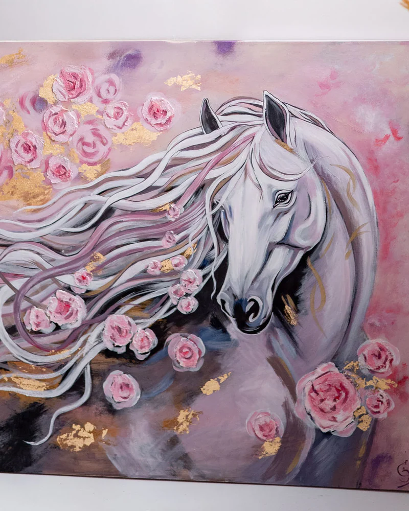 Картина Белая лошадь. Год лошади. Картины животных