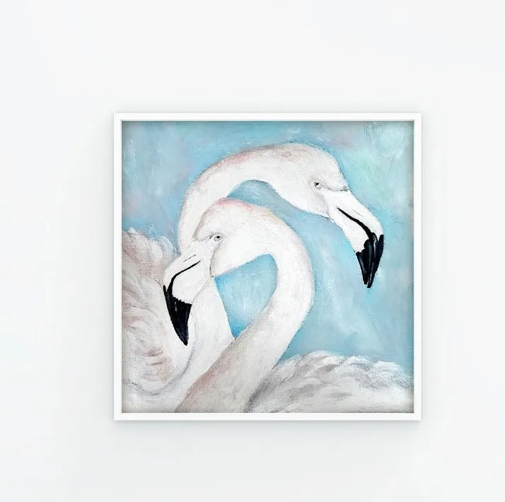 Фламинго. Картина маслом 20×20 см