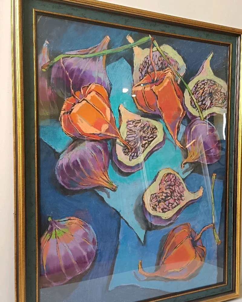 Картина сухой пастелью Инжир и Физалис