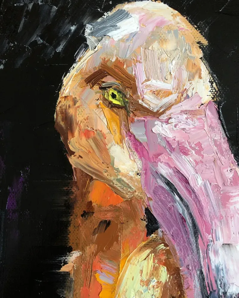 Влюбленные фламинго. Картина маслом 30×40 см — 30×40 см