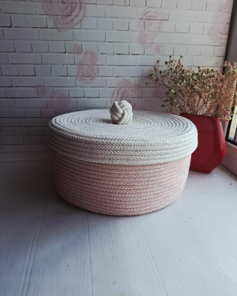 Круглая корзина из хлопкового шнура — мультиколор