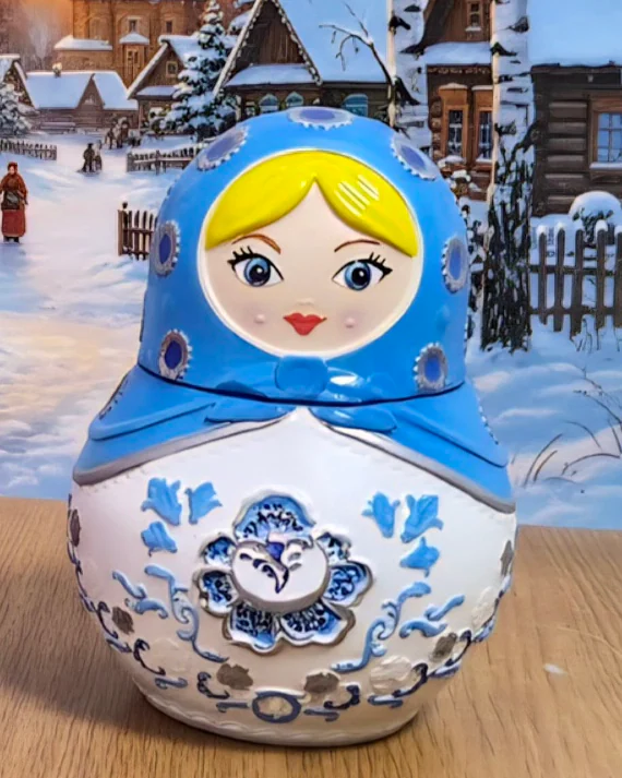 матрешка-шкатулка — голубая