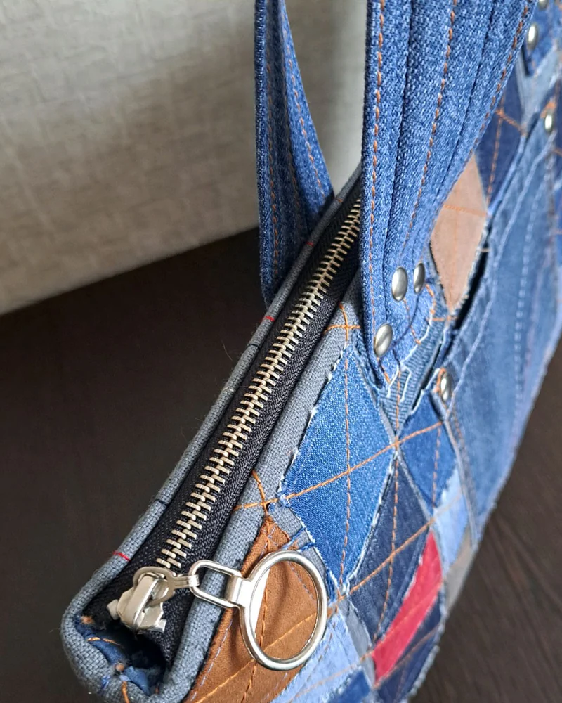Сумка джинсовая, тоут, на молнии