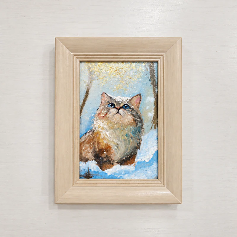 Мини-картина "Котик в снегу"