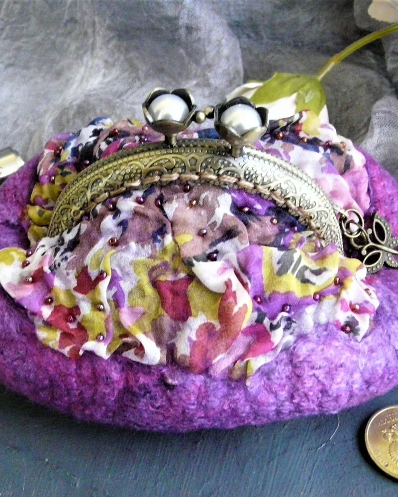 Маленький кошелек женский с фермуаром. Кошелек монетница