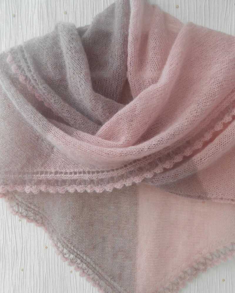 Косынка вязаная из кид-мохера " Фламинго" — цвет: розовый
