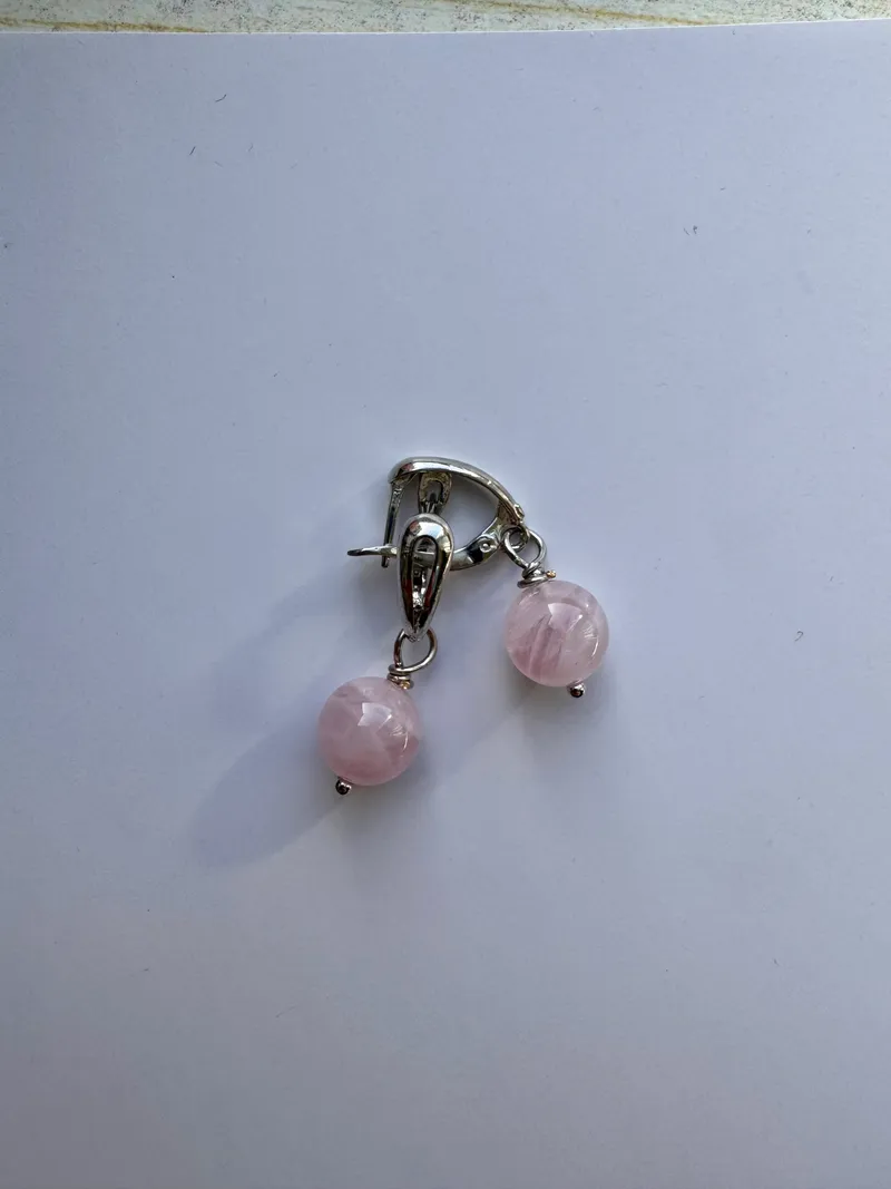 Серьги с розовым кварцем
