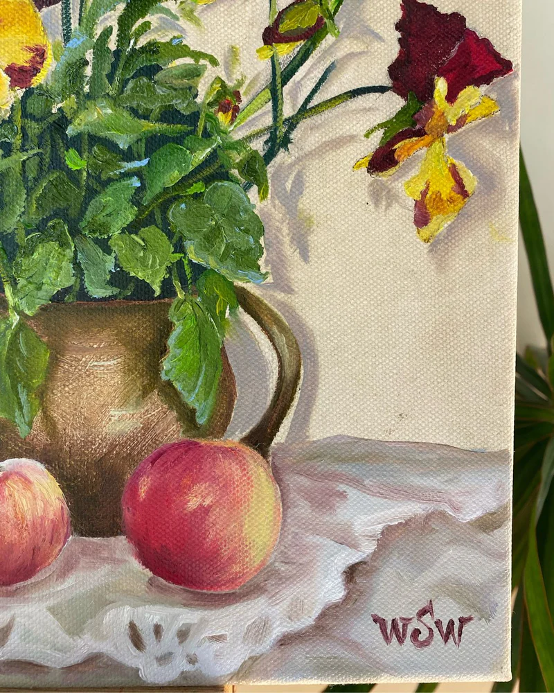 Картина маслом цветы, натюрморт 30×30 — Оригинал
