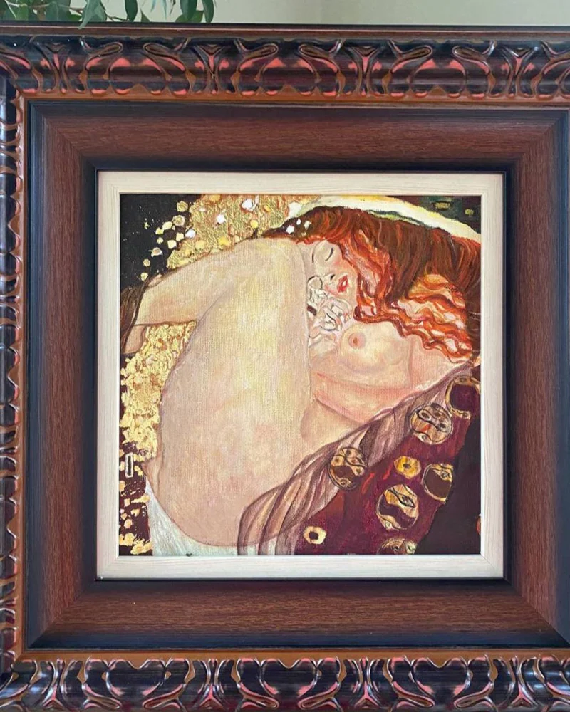Копия маслом: Г. Климт «Даная», 37×37 см — Оригинал