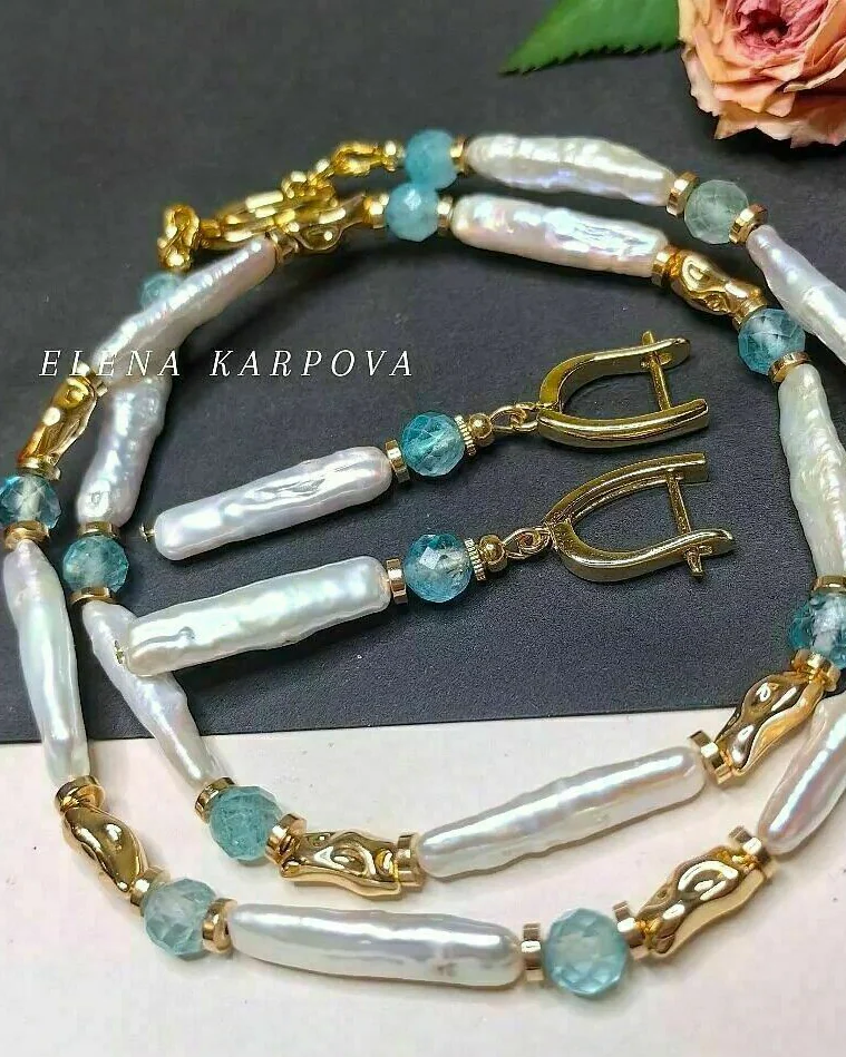 Комплект с жемчугом и топазом