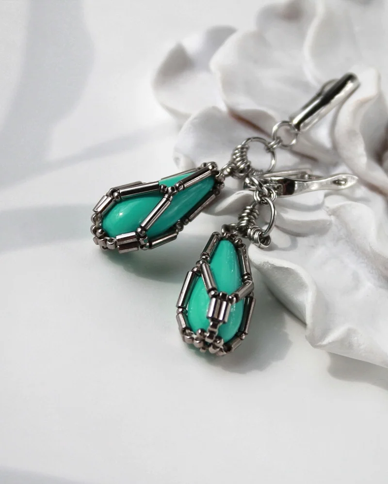 Яркие серьги "Mint" — зелёные — Основной