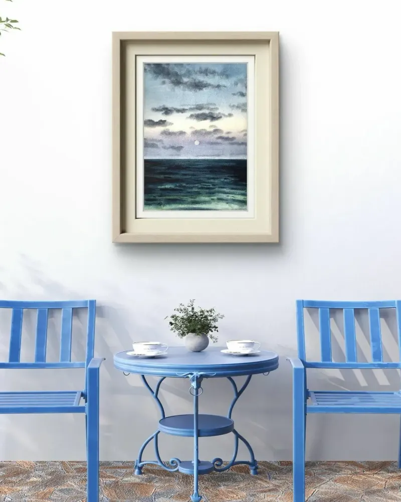 Море. Морской пейзаж акварелью — 30×40 см