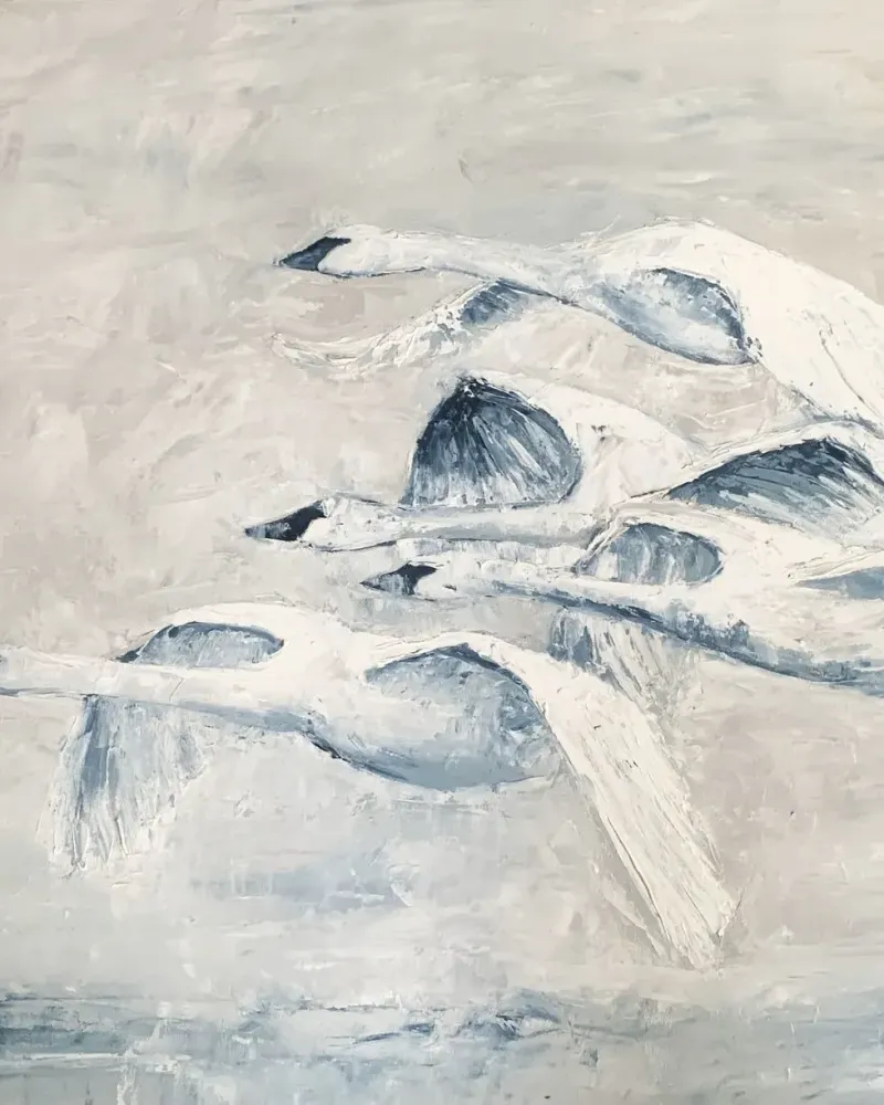 Лебеди. Картина маслом 60×70 см — 60×70 см