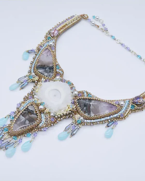 Авторское колье с аметистами и Swarovski