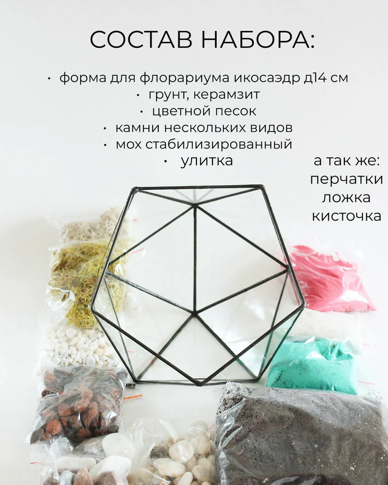 Флорариум, Набор для самостоятельной сборки флорариума с улиткой — Основной