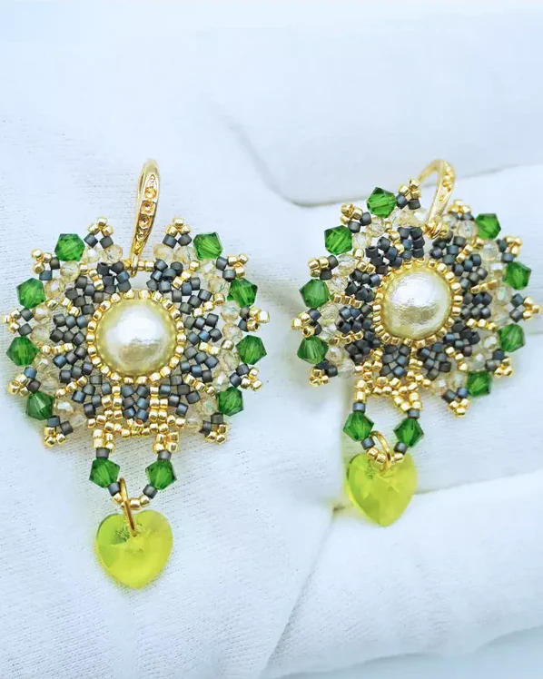 Серьги с хлопковым жемчугом и Swarovski