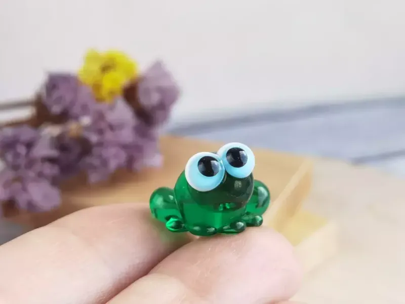 Стеклянная фигурка «Лягушка денежная зеленая жаба»