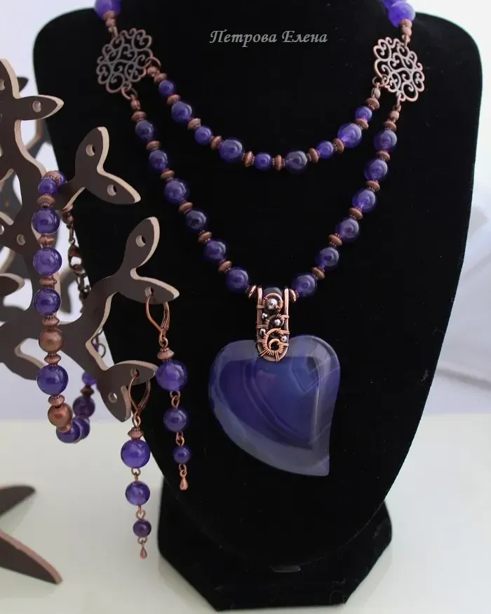 Комплект «Violet Heart» с агатом — Основной