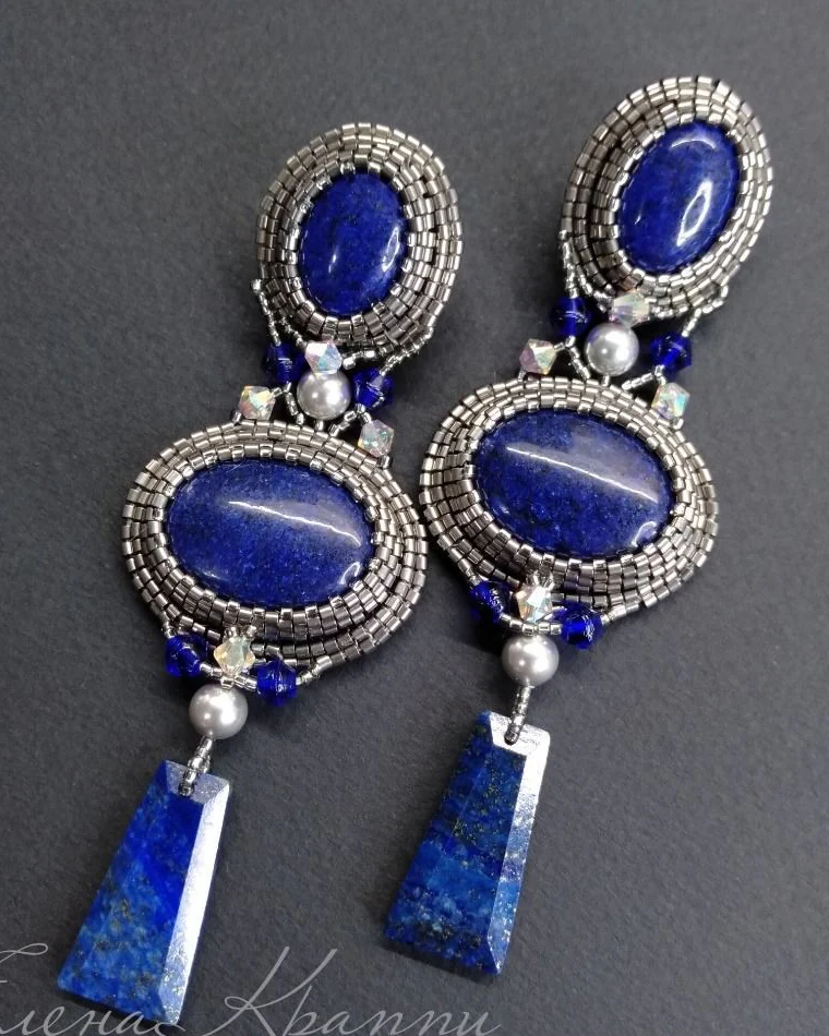 крупные серьги из лазурита