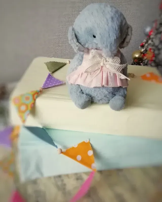 Слонёнок Тедди Марго, голубой, 13 см
