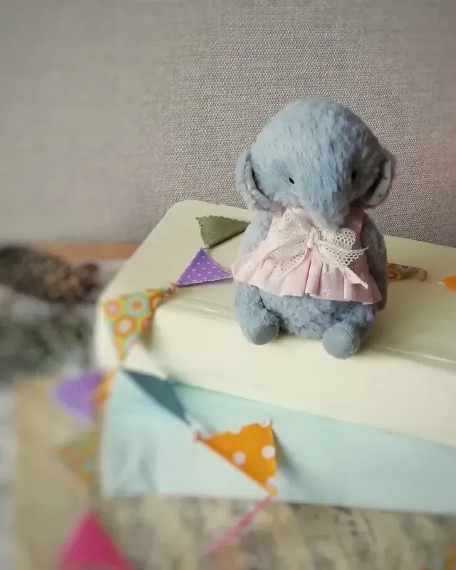 Слонёнок Тедди Марго, голубой, 13 см