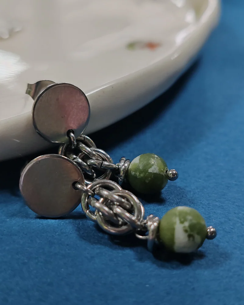 Серьги с Нефритом "Green peas"