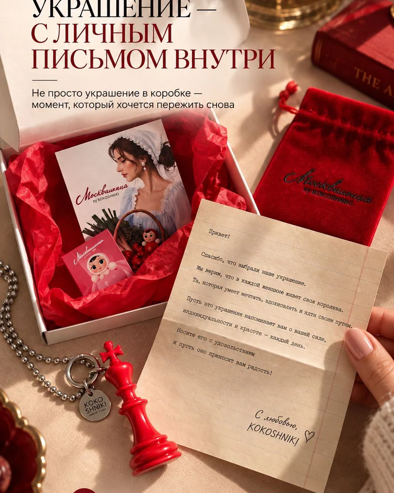 Колье На цепочке — Красный алый