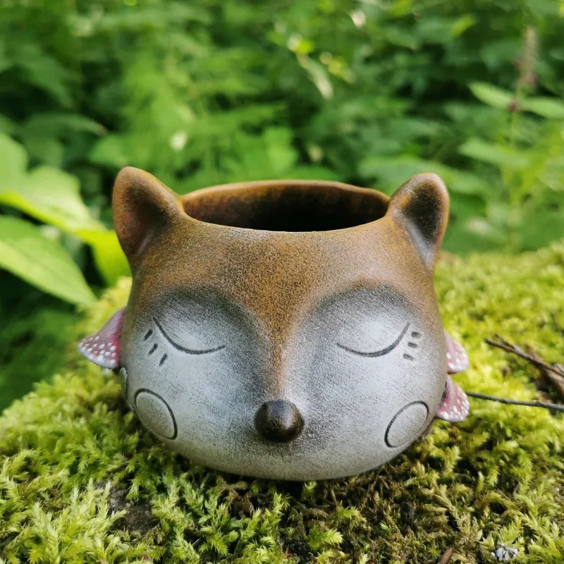 Лисичка с мухоморами, мини-кашпо