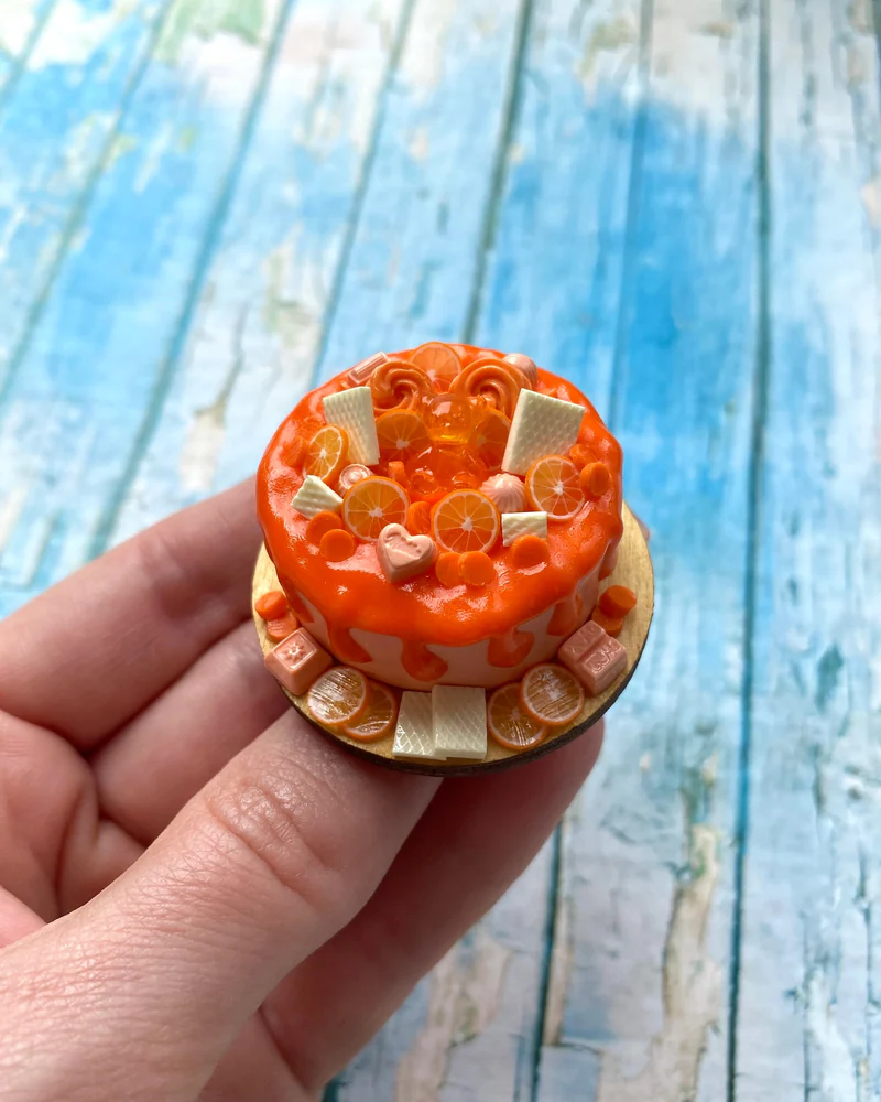 Миниатюрный торт «Апельсиновый Рай 🍊» Кукольная миниатюра