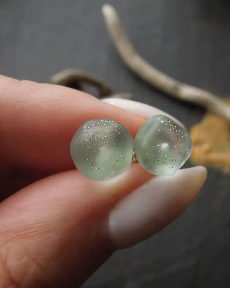 Серьги из морского стекла лэмпворк, голубой
