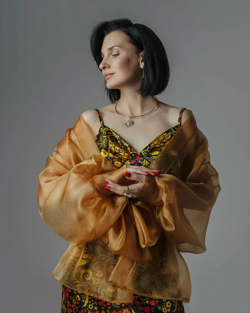 Жакет и комбинация из шёлка и органзы