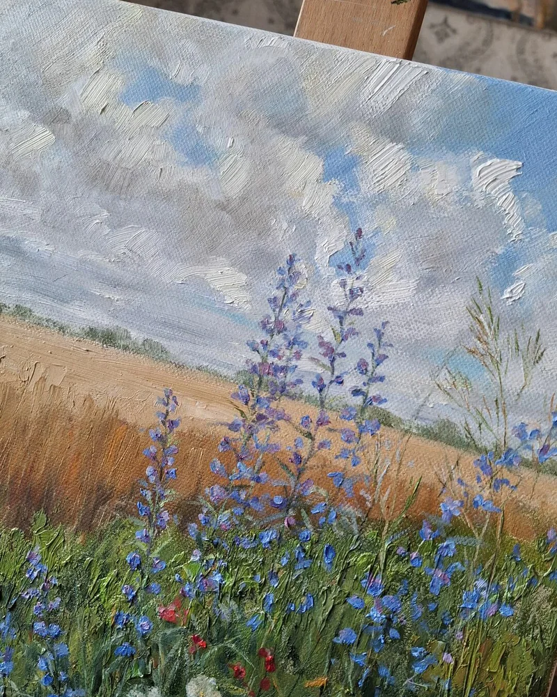 На краю поля (№3). Картина маслом