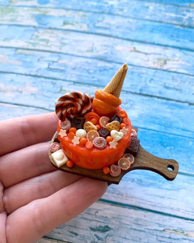 Миниатюрный торт для кукол «Апельсин🍊»