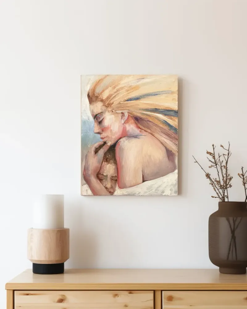 Мама и сын. Картина маслом 40×50 см — 40×50 см