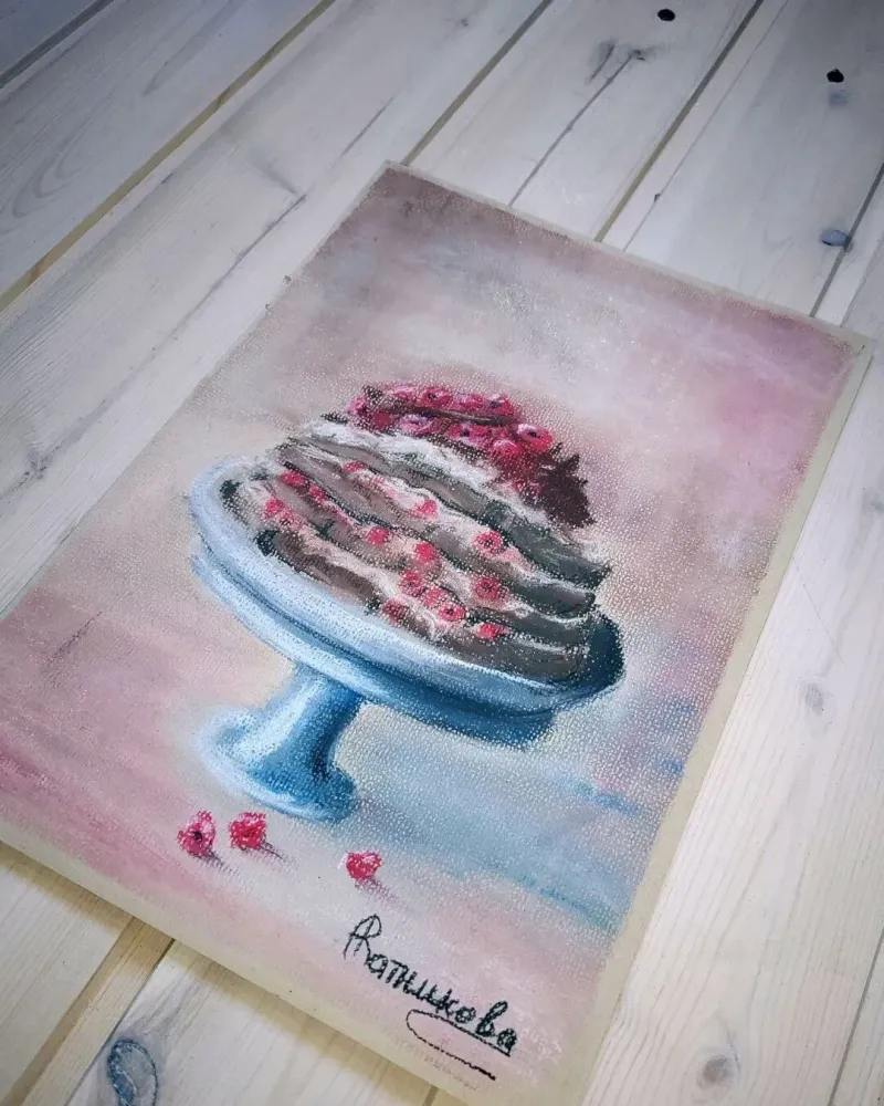 Картина пастелью «Тортик» — Пастель, 20×30 см