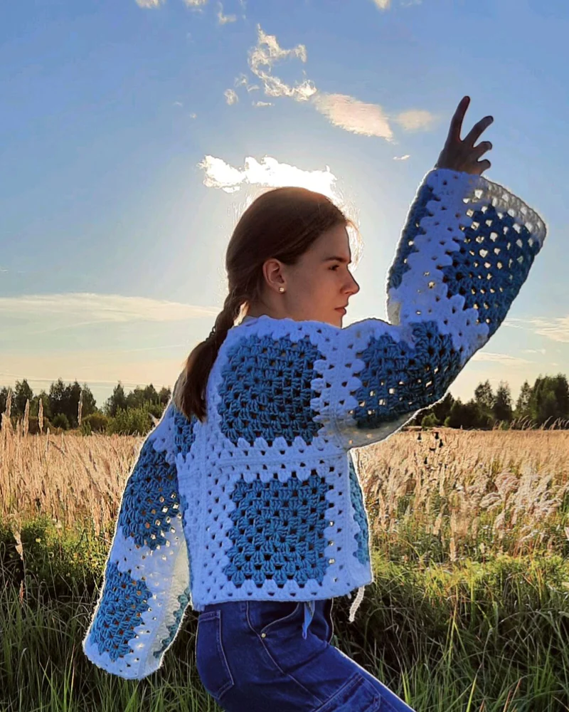 Кардиган Бабушкин квадрат как в Pinterest