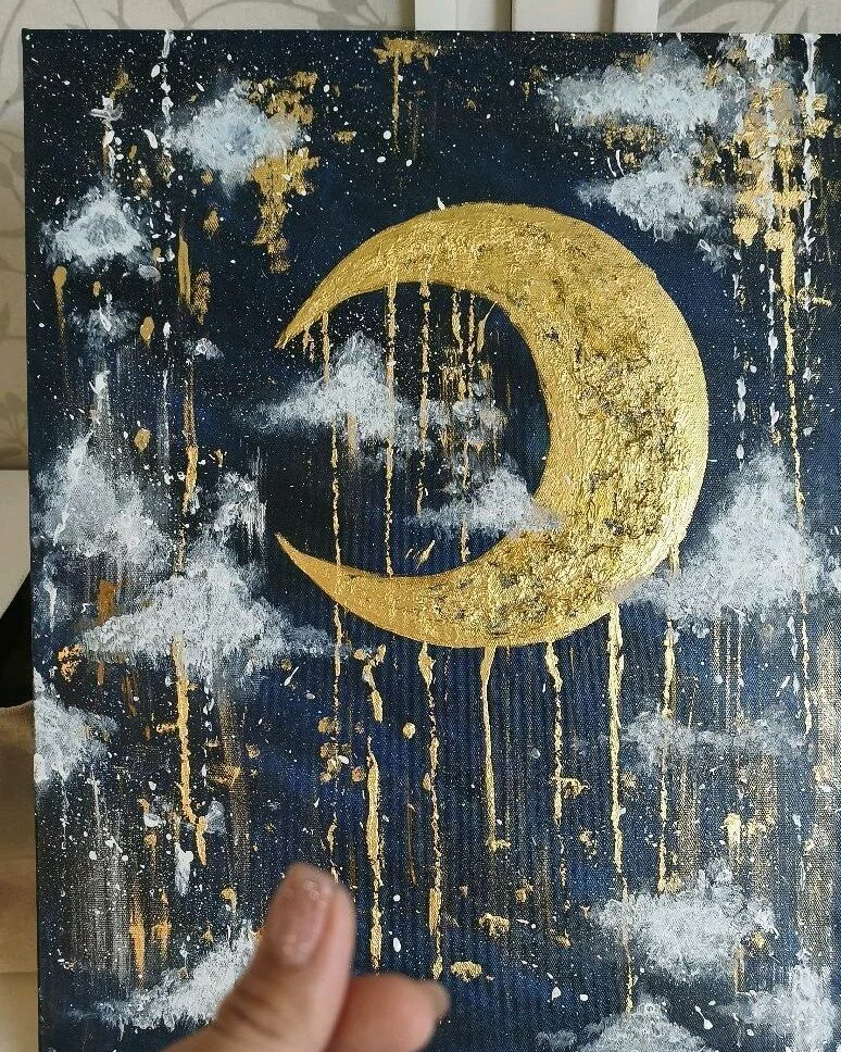 Картина «Ночь», акрил и поталь, 40×50 см — 40×50 см