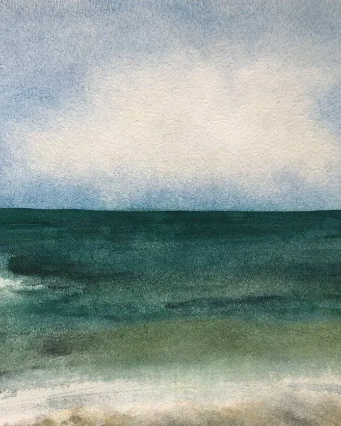 Море и облако. Морской пейзаж акварелью — 21×30 см