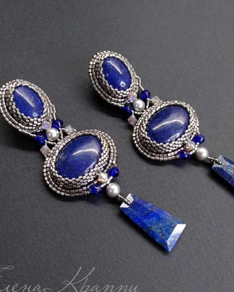 крупные серьги из лазурита