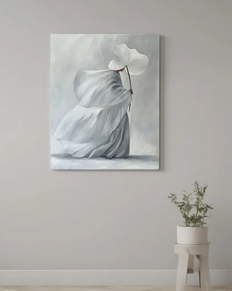 Бело-серая фактурная картина. Картина маслом 80×100 см — 80×100 см