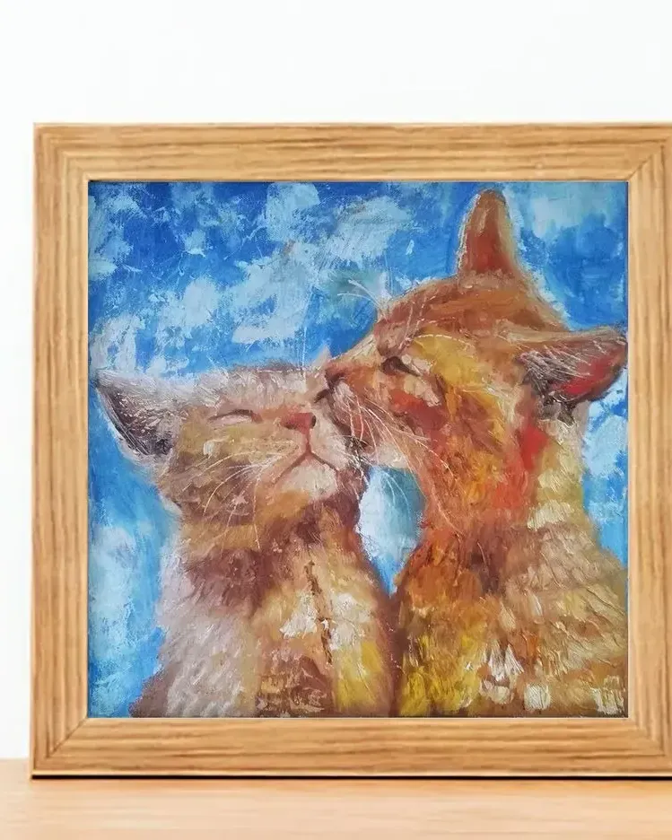 Поцелуй. Картина маслом 40×40 см — 40×40 см