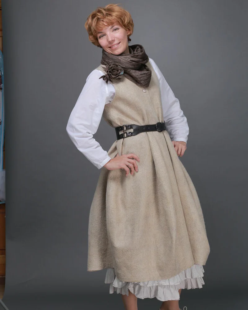 Валяное платье-сарафан "Lagenlook beige"