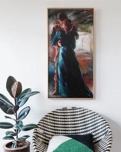 Двое у окна. Картина маслом 30×60 см — 30×60 см