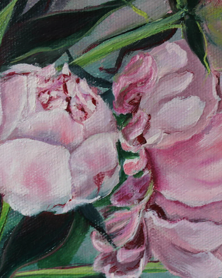 Картина с пионами маслом, Peonies