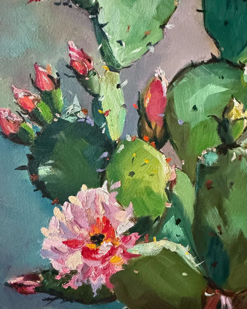 Картина маслом цветы. Кактусы. 30×40 см — Оригинал